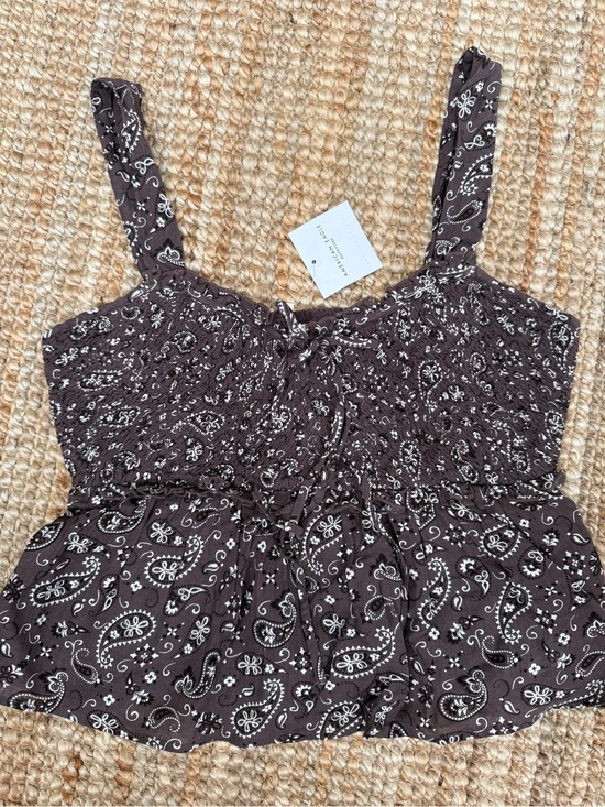 American Eagle Outfitters Tops - American Eagle Outfitters Brown Paisley Smocked Cami